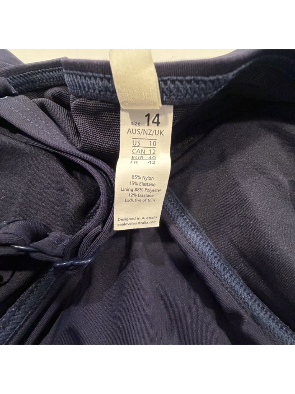 NWOT Sea Level Australia Essentials Frill Navy One-Piece Swimsuit Plunge Necklin - Picture 7 of 10